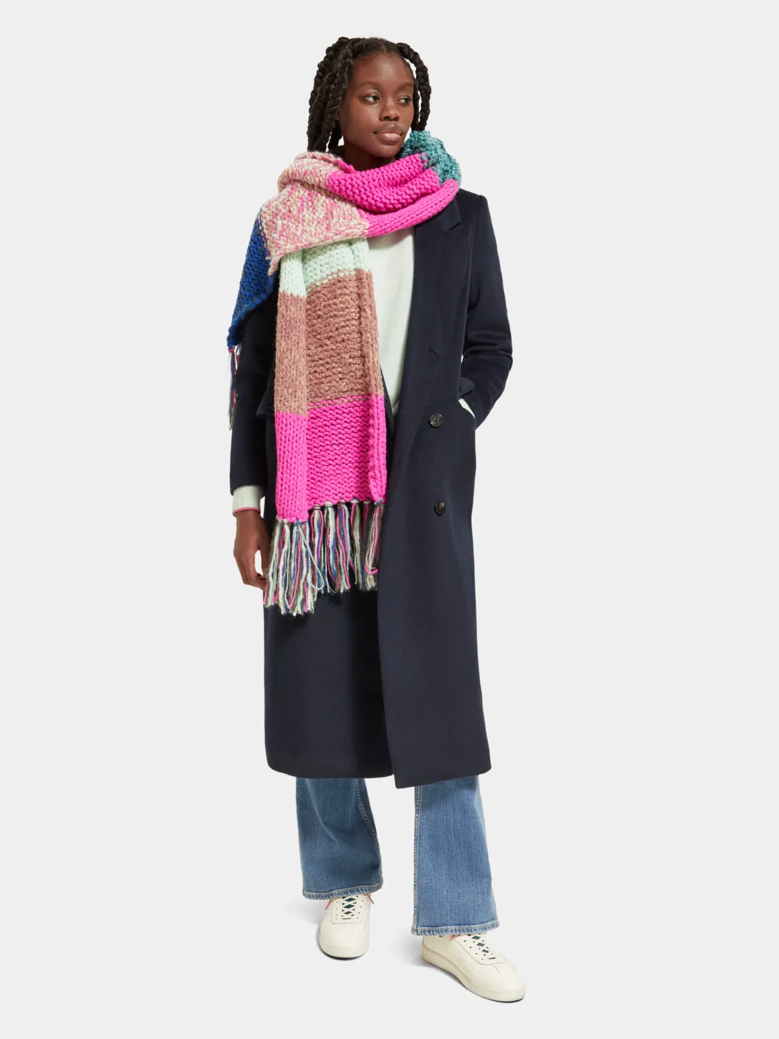 Hand knit colourblock scarf sold by Scotch and Soda product image thumbnail 3