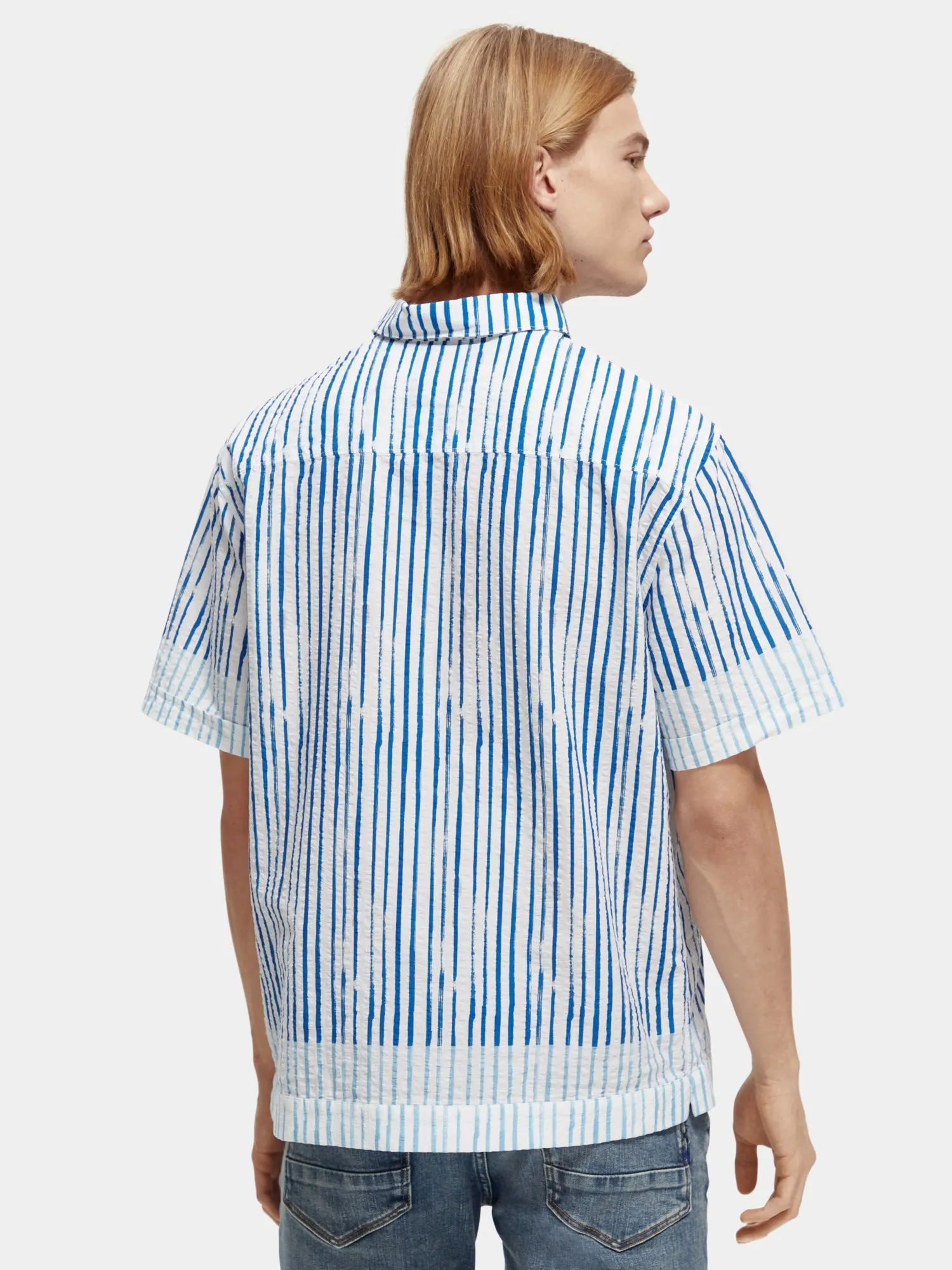 Short sleeve printed seersucker stripe sold by Scotch and Soda product image thumbnail 3