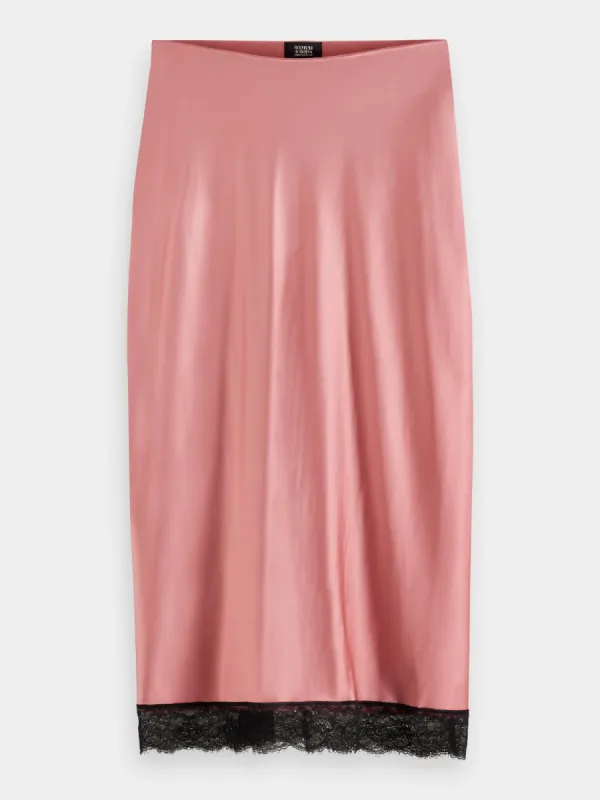 Satin high-rise skirt with lace detail sold by Scotch and Soda