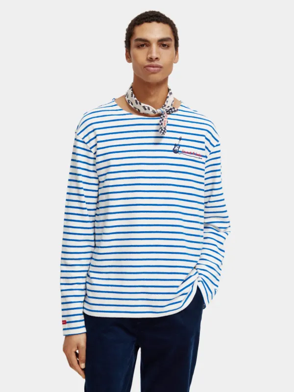 Relaxed-fit striped long sleeved t-shirt sold by Scotch and Soda