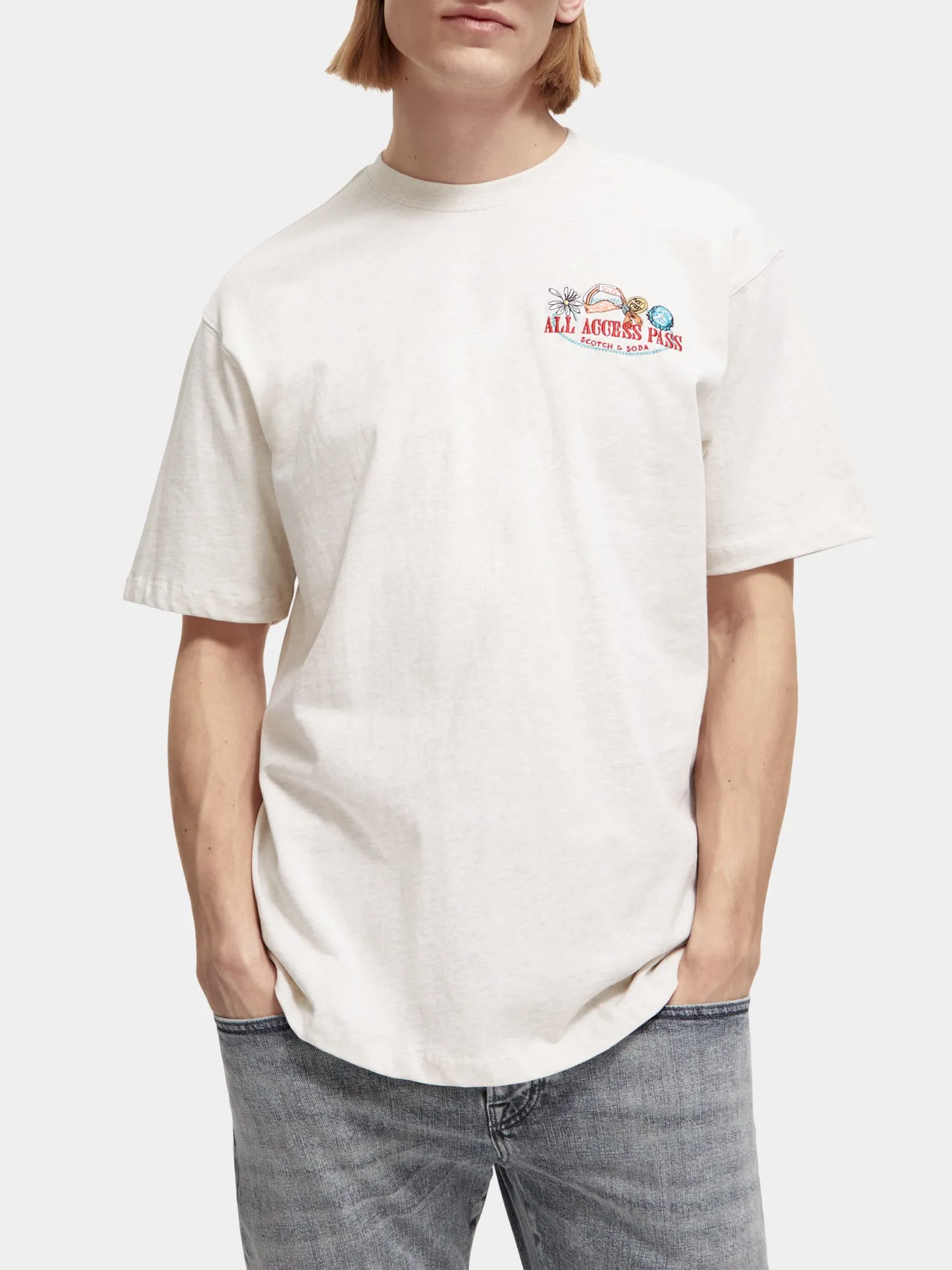 Embroidered melange t-shirt sold by Scotch and Soda product image thumbnail 2