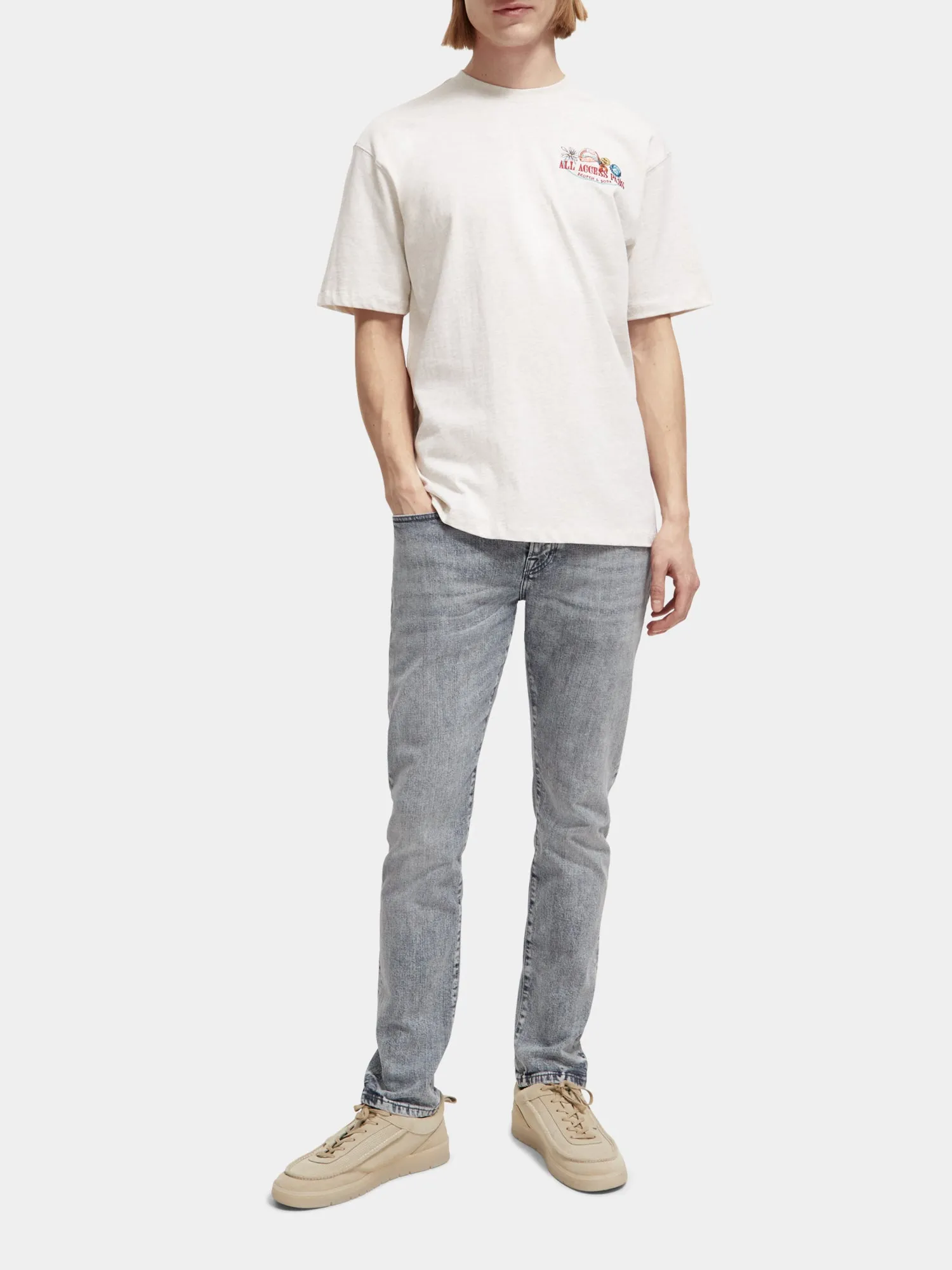 Embroidered melange t-shirt sold by Scotch and Soda product image thumbnail 4
