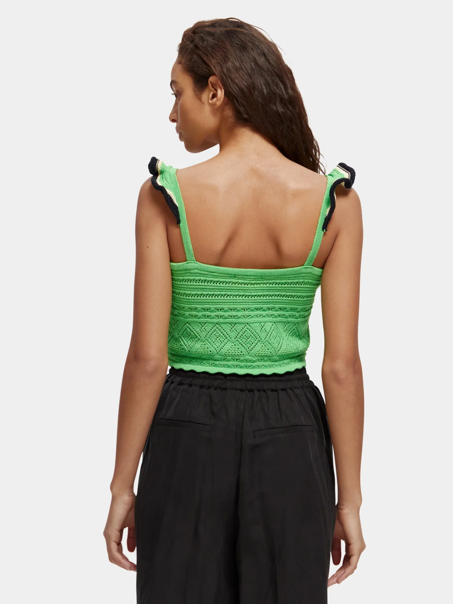 Pointelle crop knitted vest sold by Scotch and Soda product image thumbnail 3