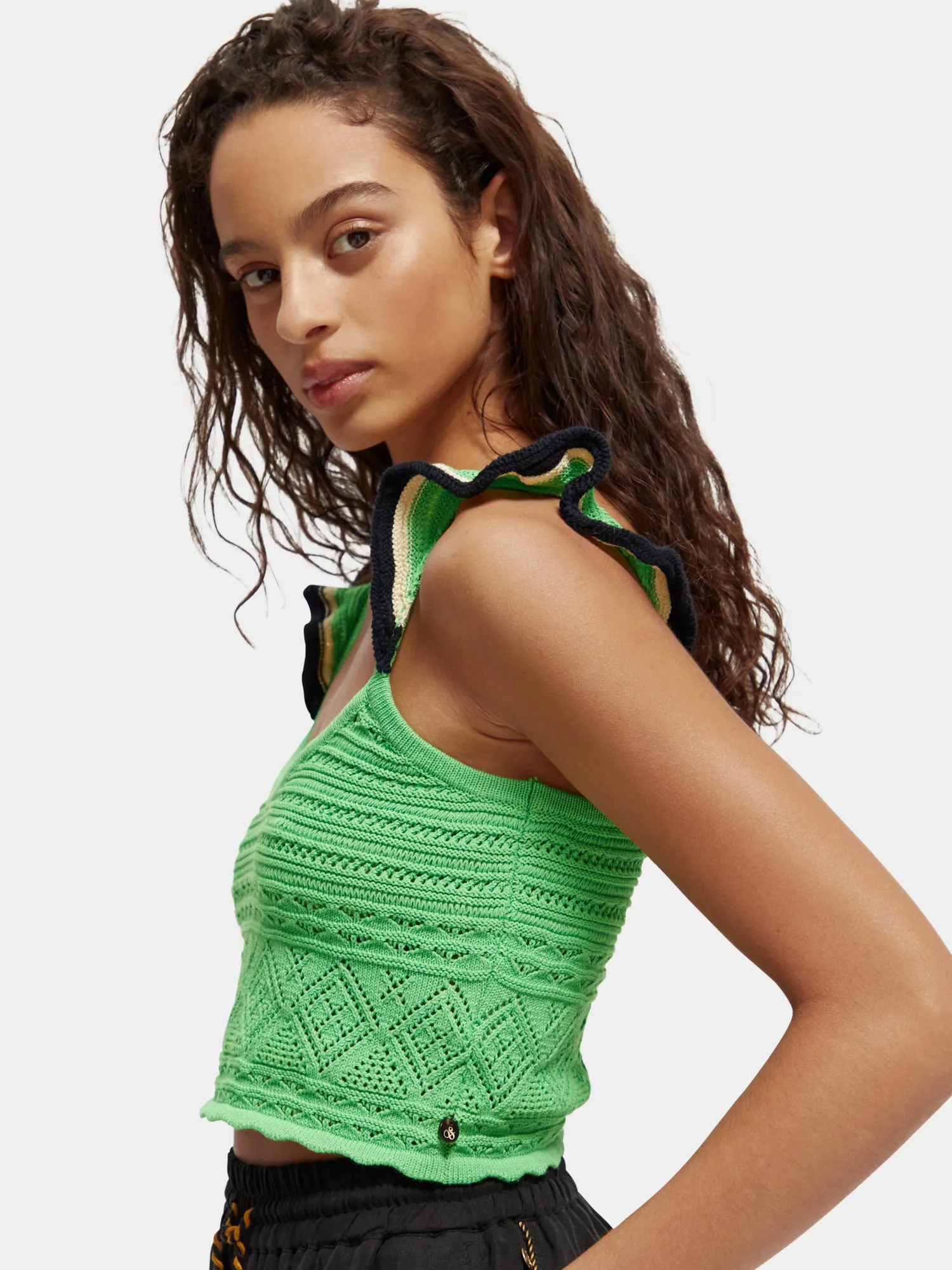 Pointelle crop knitted vest sold by Scotch and Soda product image thumbnail 4