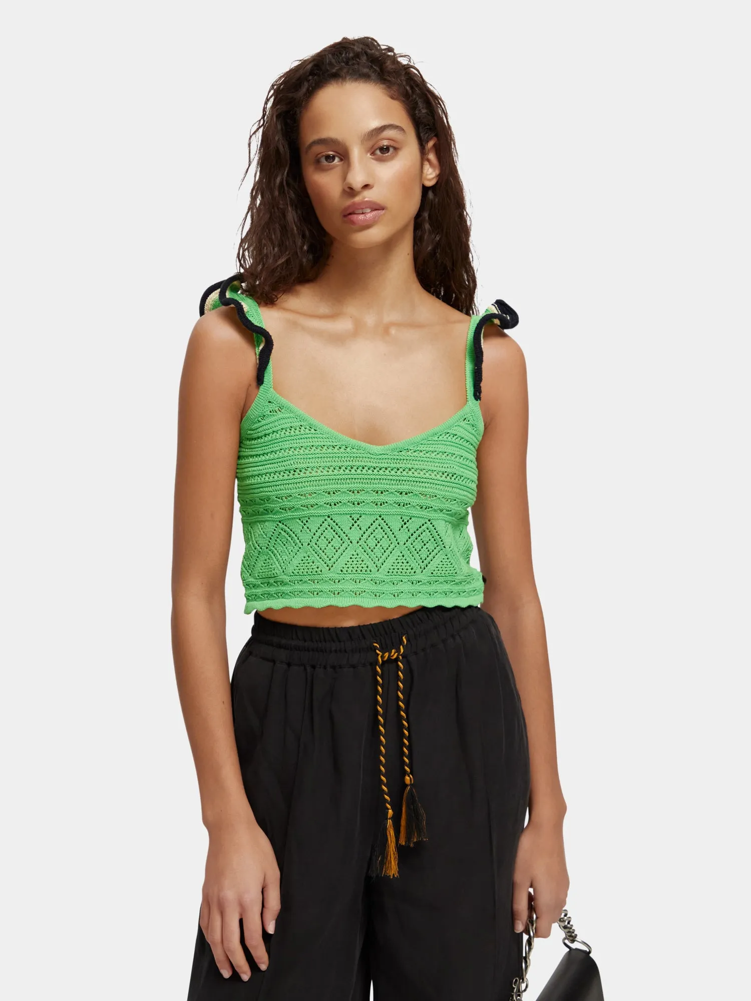 Pointelle crop knitted vest sold by Scotch and Soda