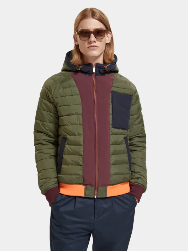 Colourblock quilted bomber jacket sold by Scotch and Soda
