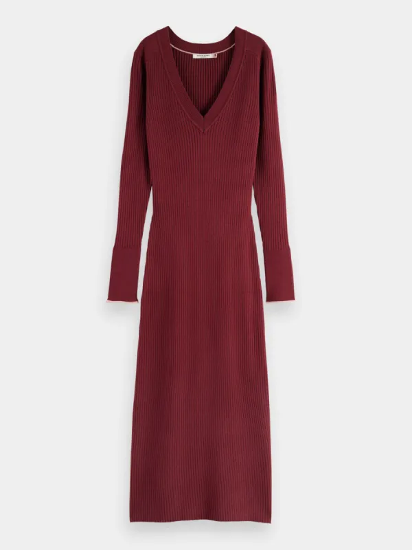 Skinny ribbed v-neck dress sold by Scotch and Soda