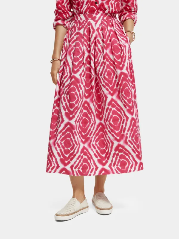 Tie-dyed printed midi skirt sold by Scotch and Soda