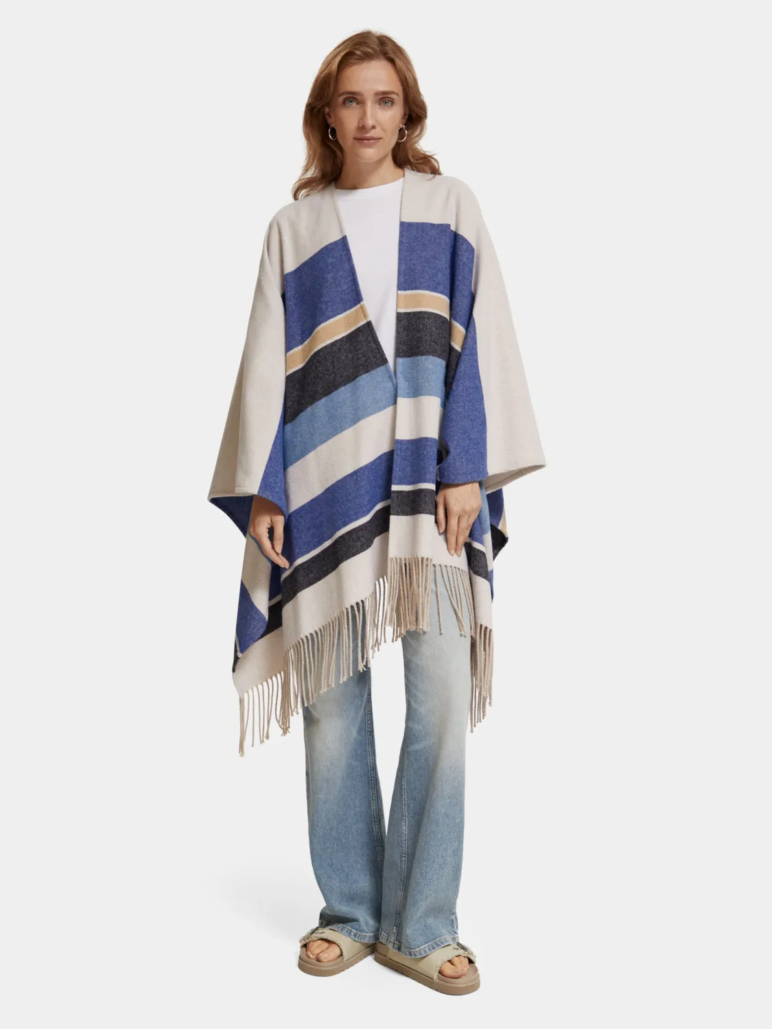 Striped wool blend poncho sold by Scotch and Soda product image thumbnail 5
