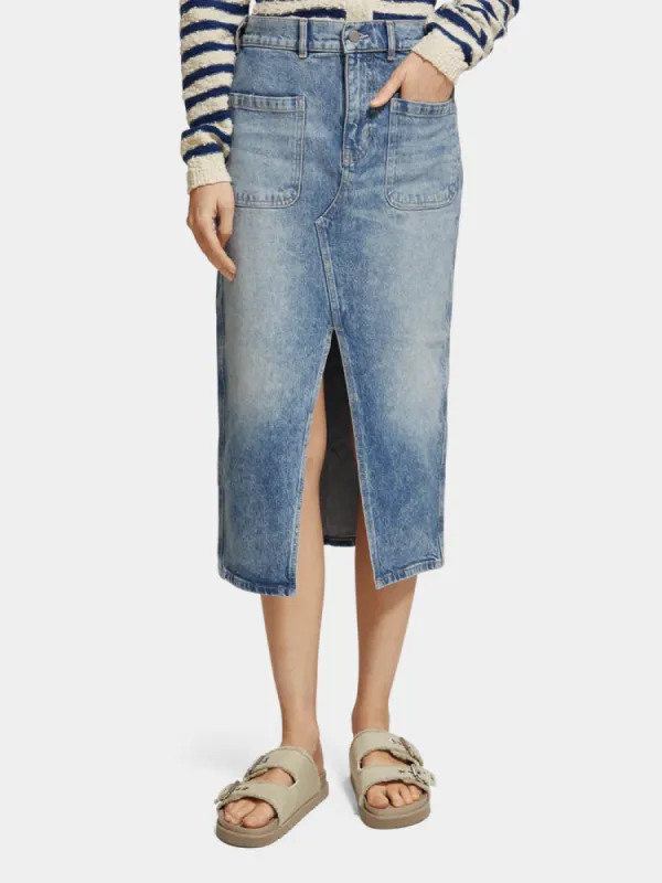 Denim midi skirt sold by Scotch and Soda
