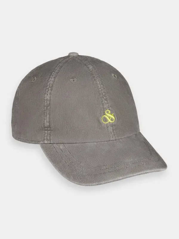 Corduroy logo embroidery cap sold by Scotch & Soda