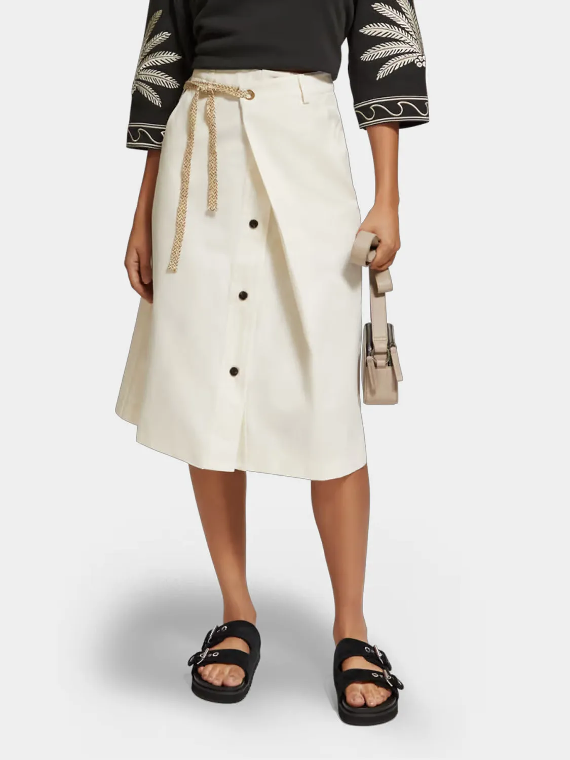 Wrap front midi skirt sold by Scotch and Soda
