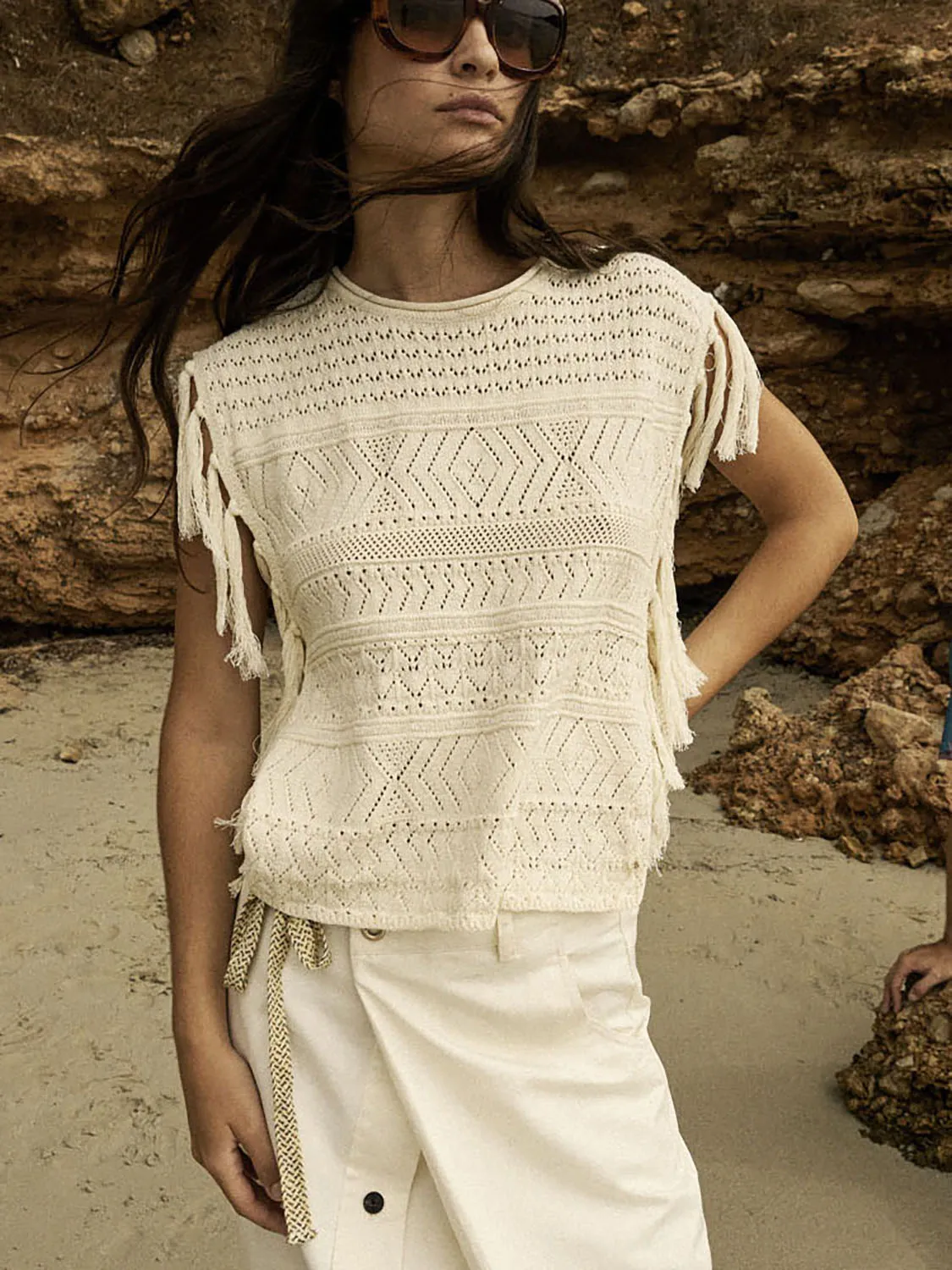 Pointelle stitch knitted tank sold by Scotch & Soda product image thumbnail 3