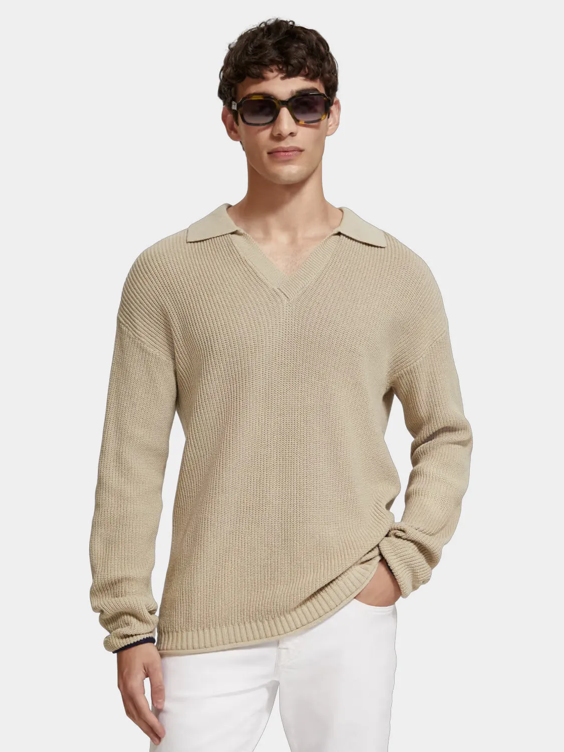 Long sleeved knit polo sold by Scotch & Soda