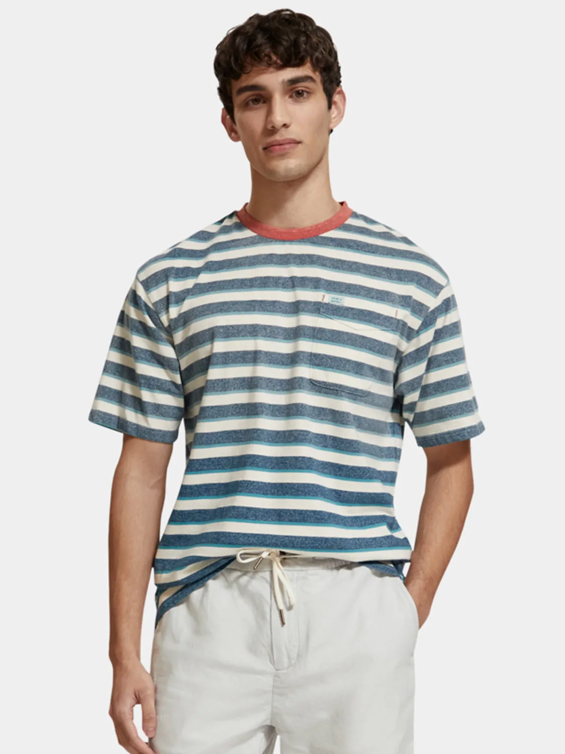 Yarn-dyed striped pocket t-shirt sold by Scotch and Soda