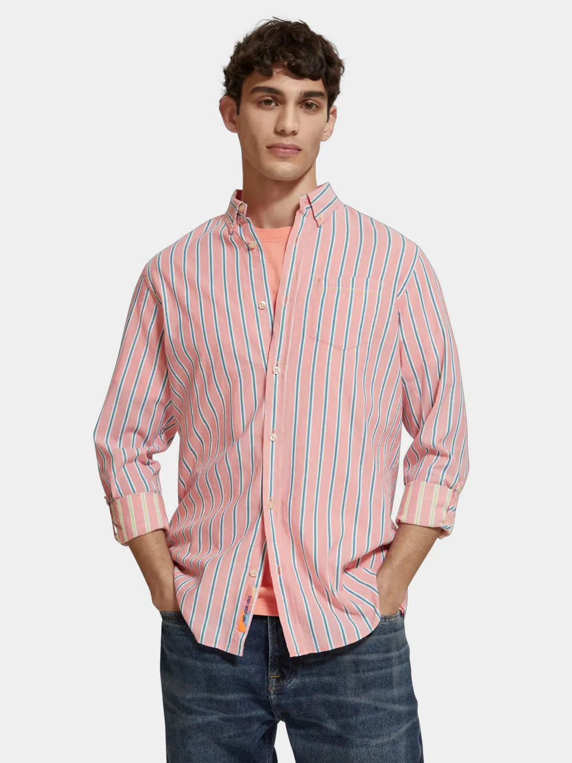Dobby striped shirt sold by Scotch and Soda