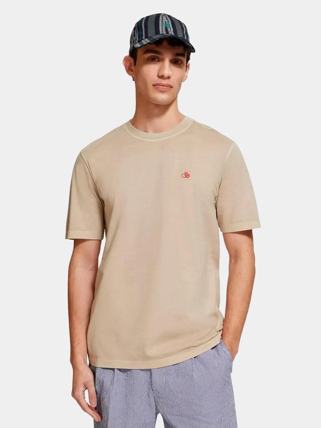 Garment-dyed logo t-shirt sold by Scotch and Soda