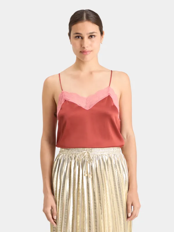 Satin camisole with lace detail sold by Scotch and Soda