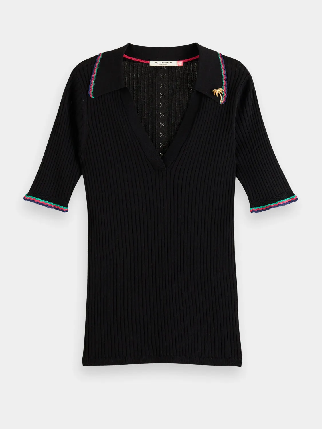 Rib collared knitted top sold by Scotch and Soda