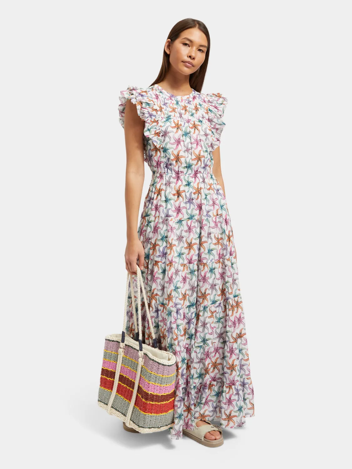 Printed maxi cotton voile dress sold by Scotch and Soda product image thumbnail 4