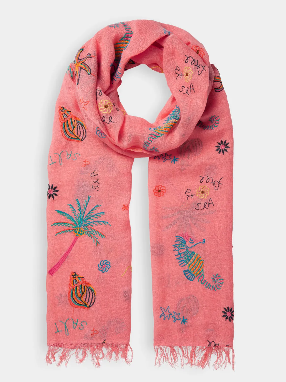 Long scarf with embroidery sold by Scotch and Soda
