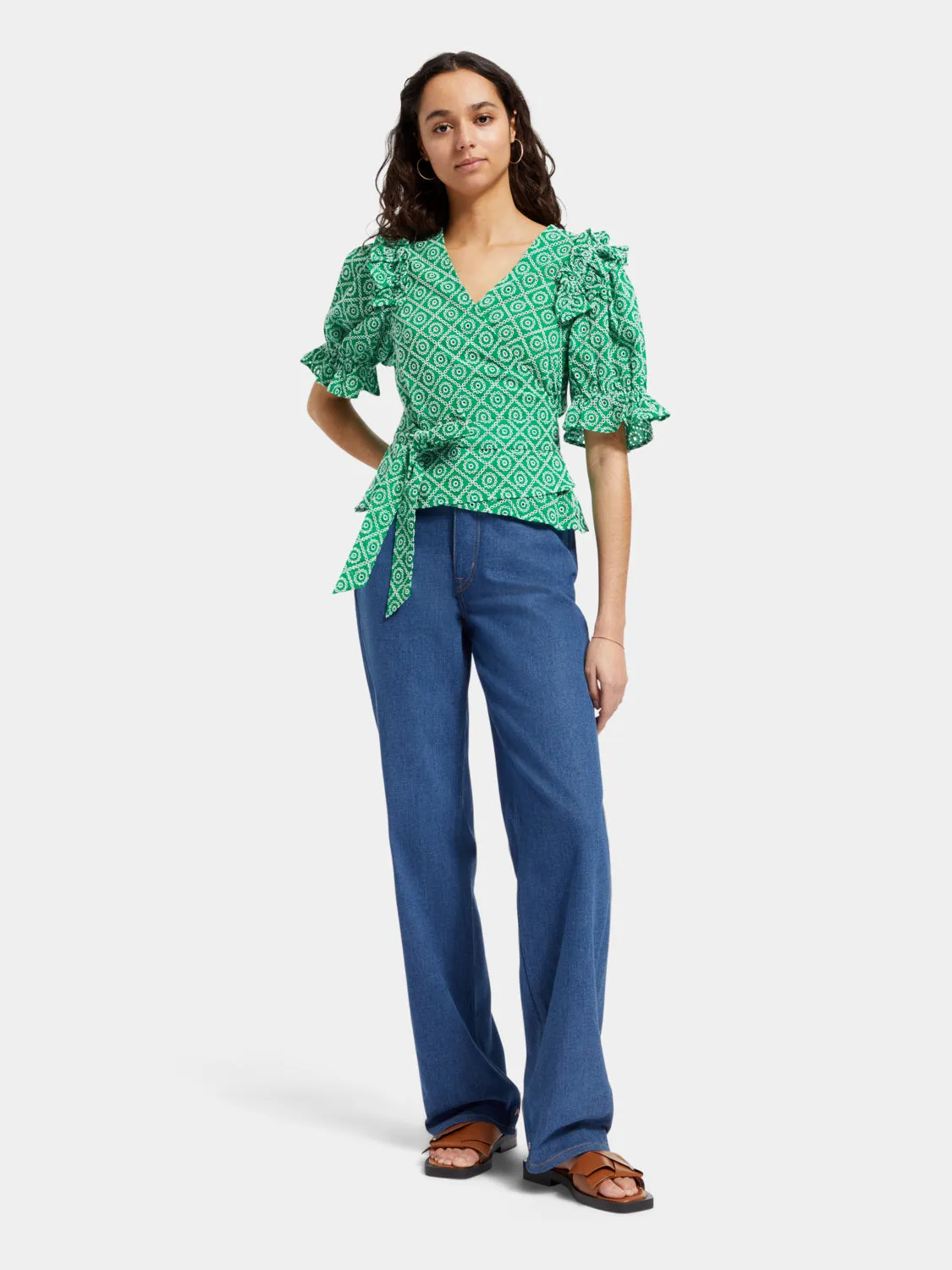 Broderie anglaise wrap top sold by Scotch & Soda product image thumbnail 4