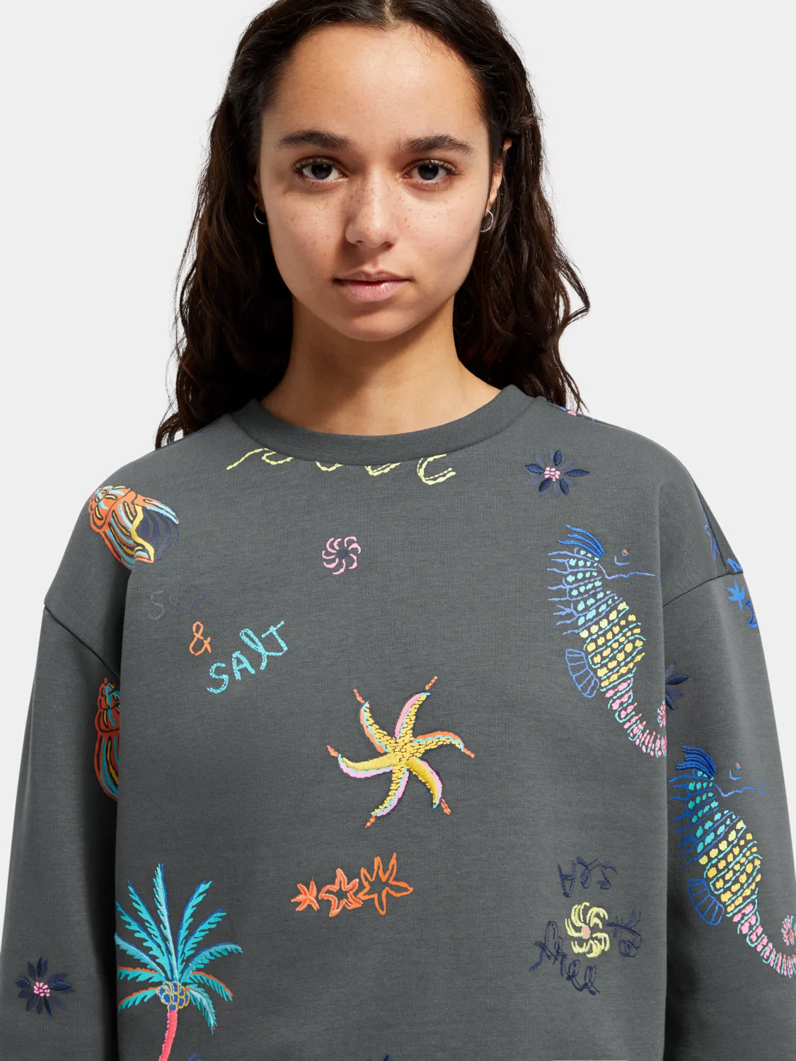 Boxy-fit embroidered sweatshirt sold by Scotch and Soda product image thumbnail 5