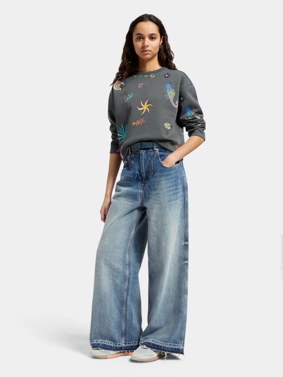 Boxy-fit embroidered sweatshirt sold by Scotch and Soda product image thumbnail 4