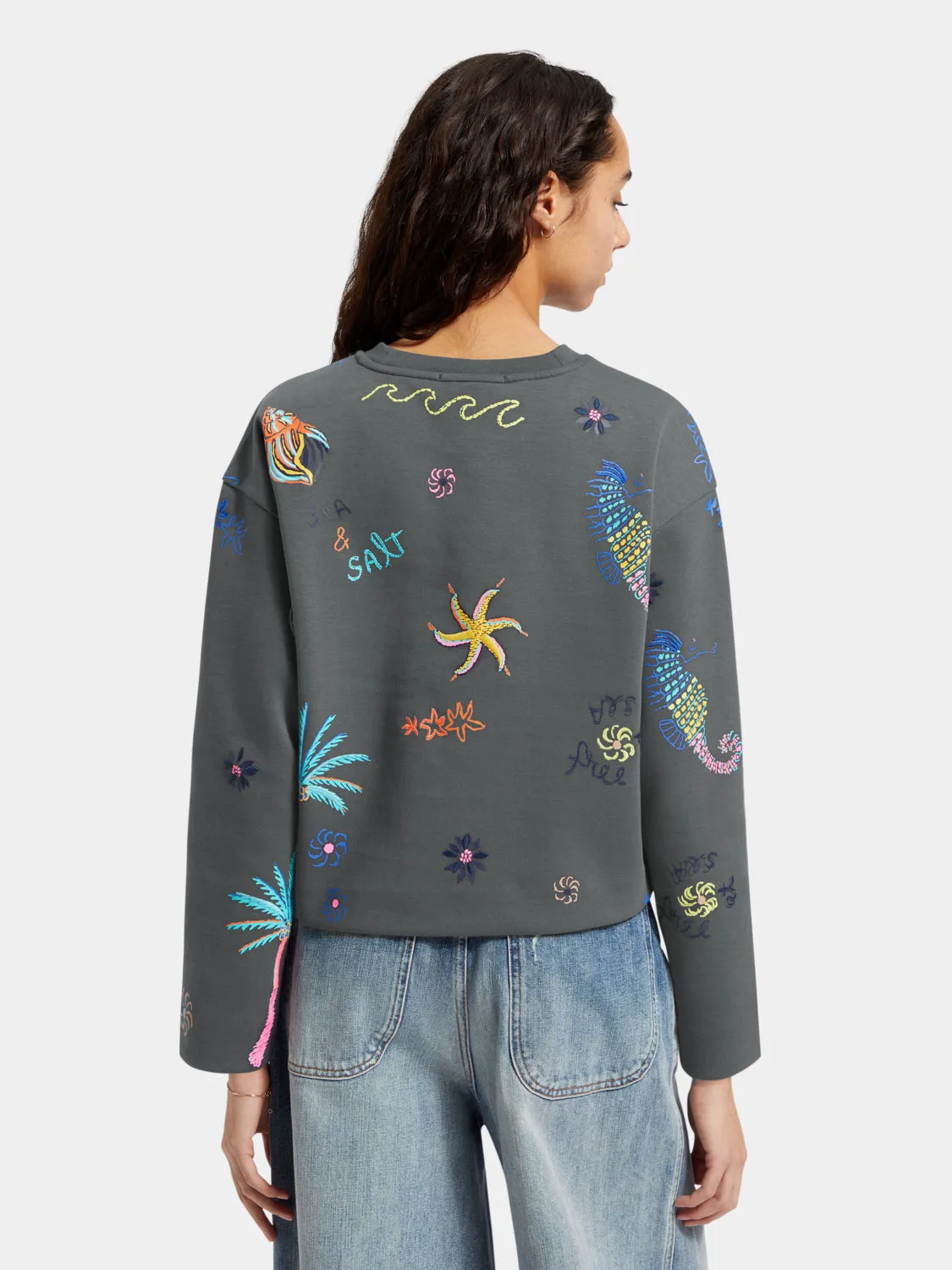 Boxy-fit embroidered sweatshirt sold by Scotch and Soda product image thumbnail 3