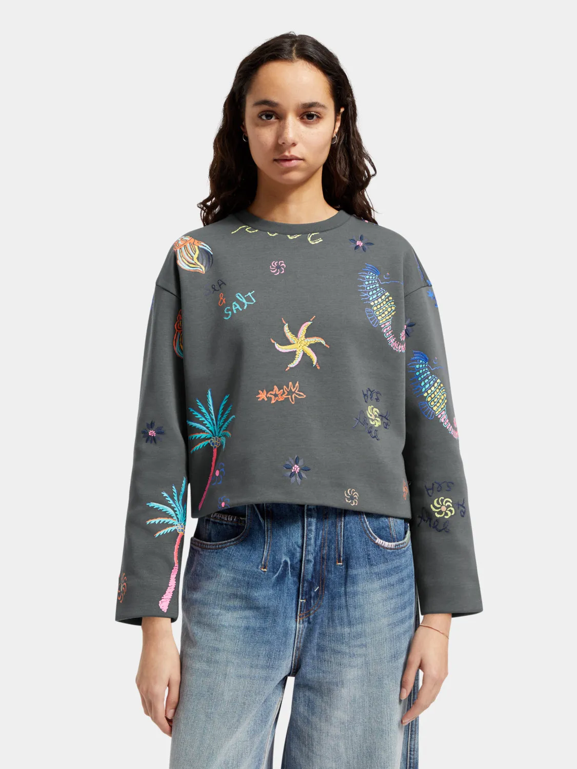 Boxy-fit embroidered sweatshirt sold by Scotch and Soda