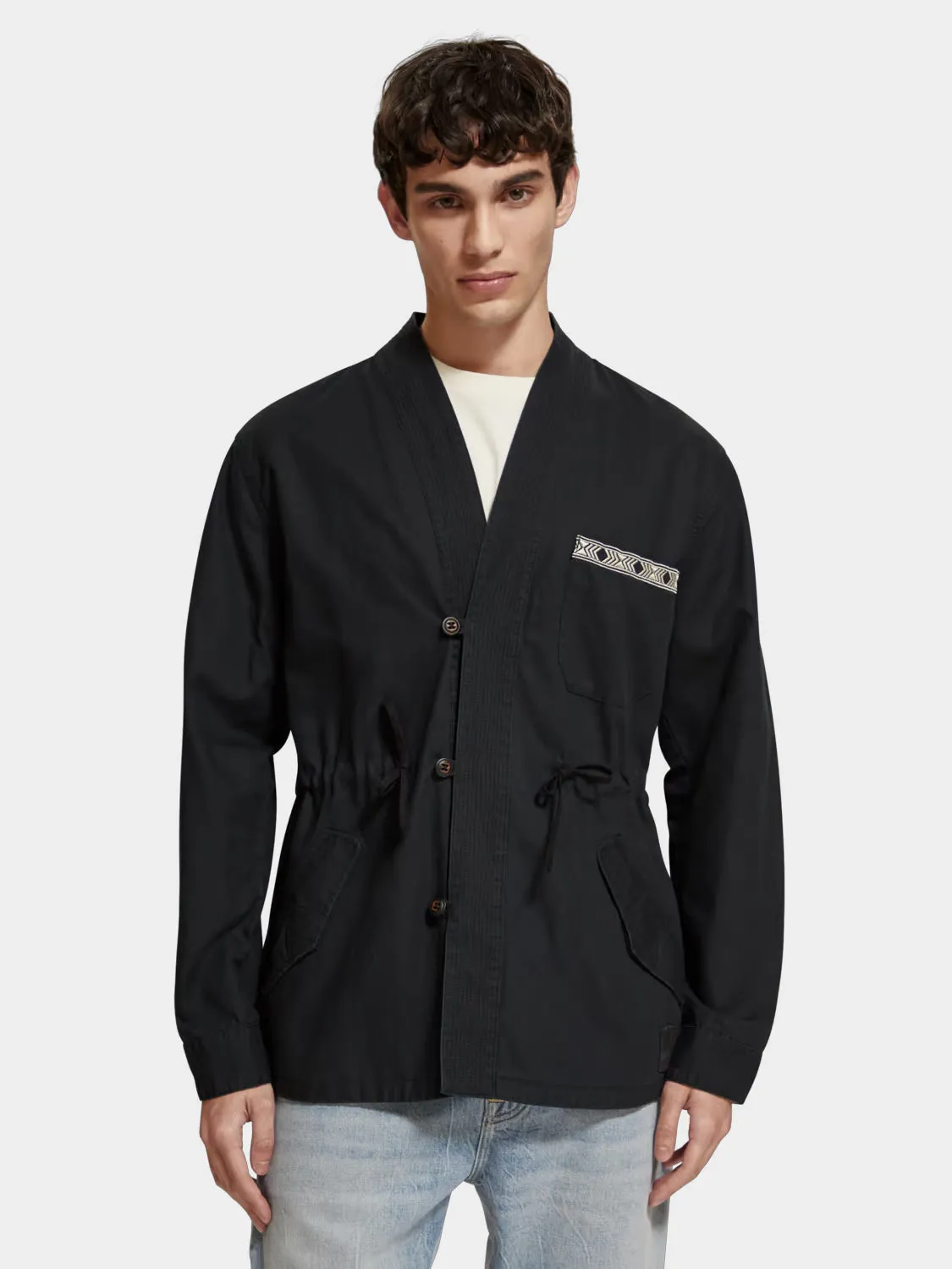 Embroidered kimono jacket sold by Scotch and Soda