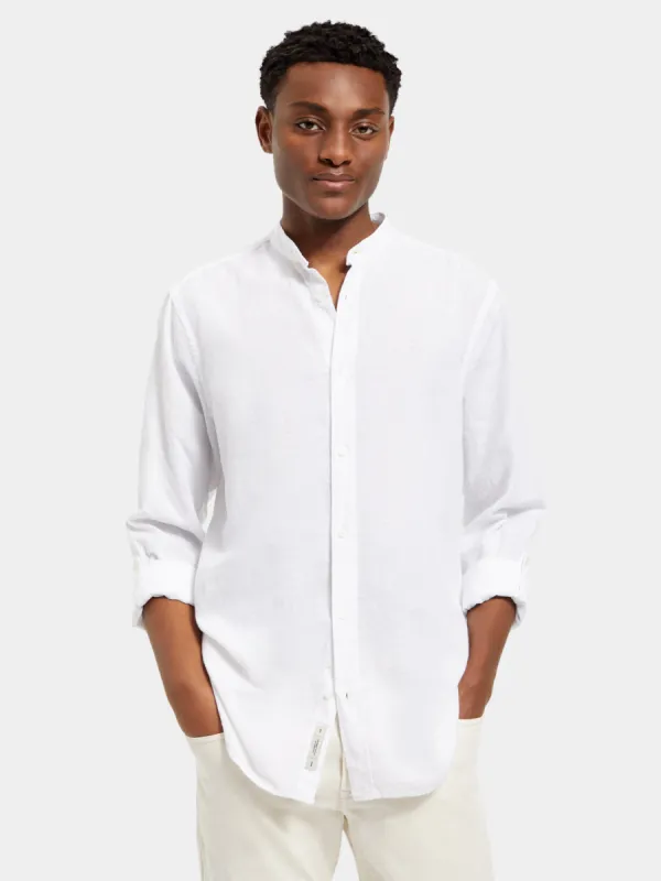 Collarless cotton-linen shirt sold by Scotch and Soda