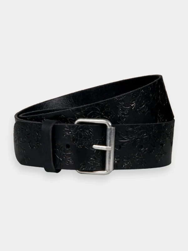 Debossed leather belt sold by Scotch and Soda