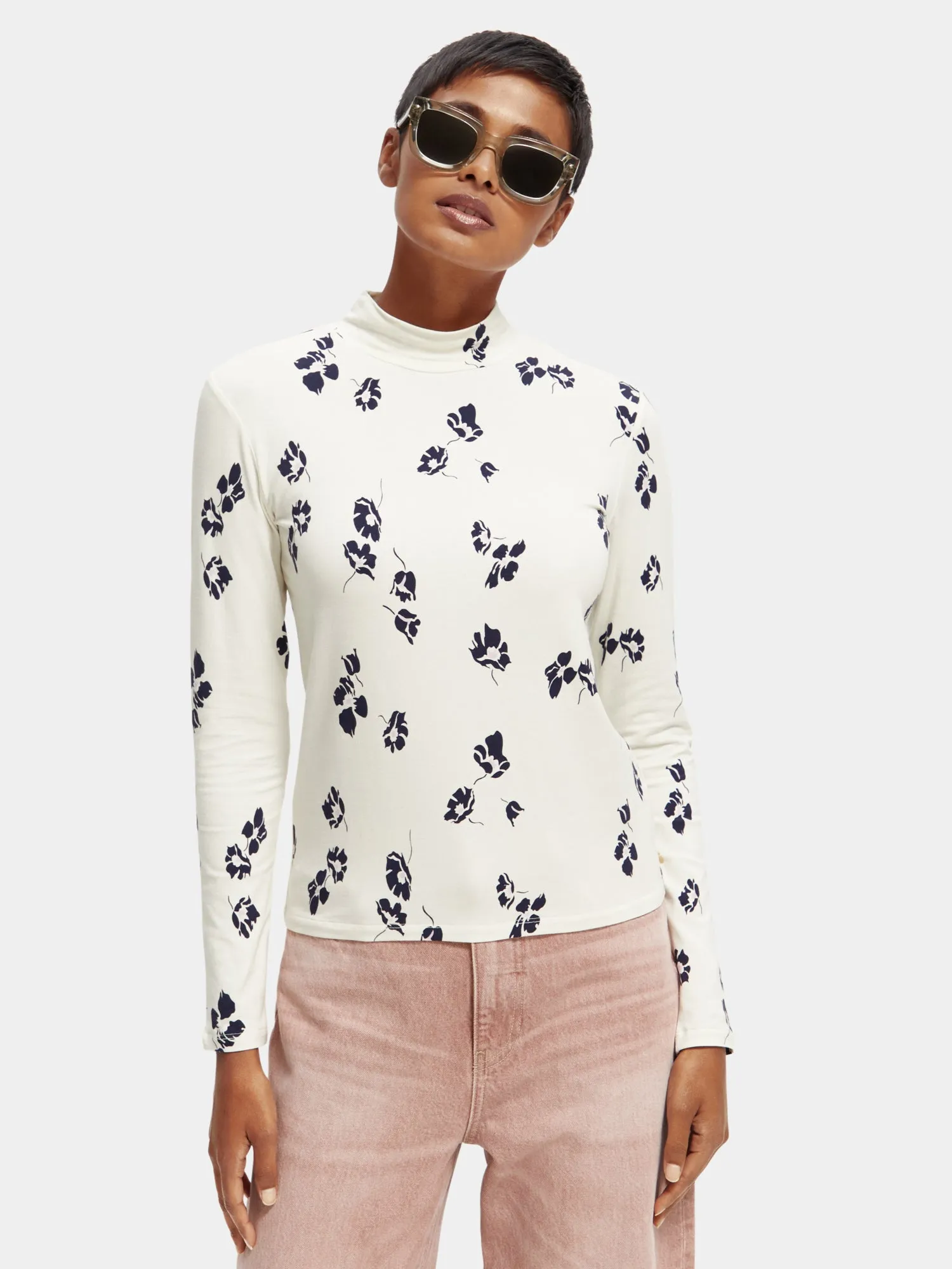 Slim-fit printed long sleeved t-shirt sold by Scotch & Soda