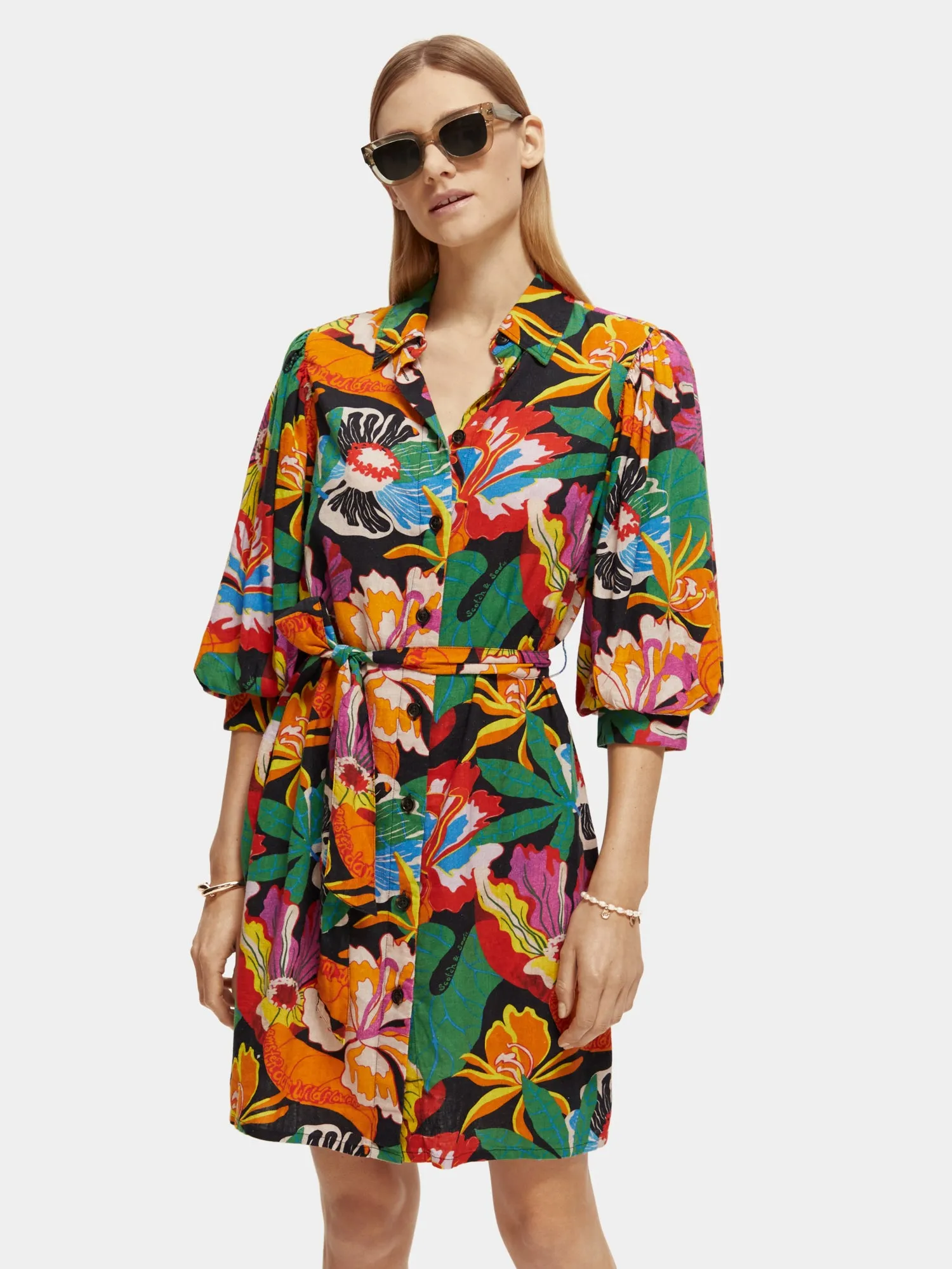 Puff sleeve short dress sold by Scotch and Soda