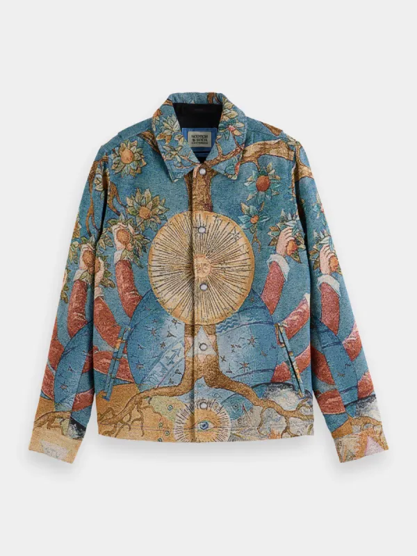 Printed coach jacket sold by Scotch and Soda