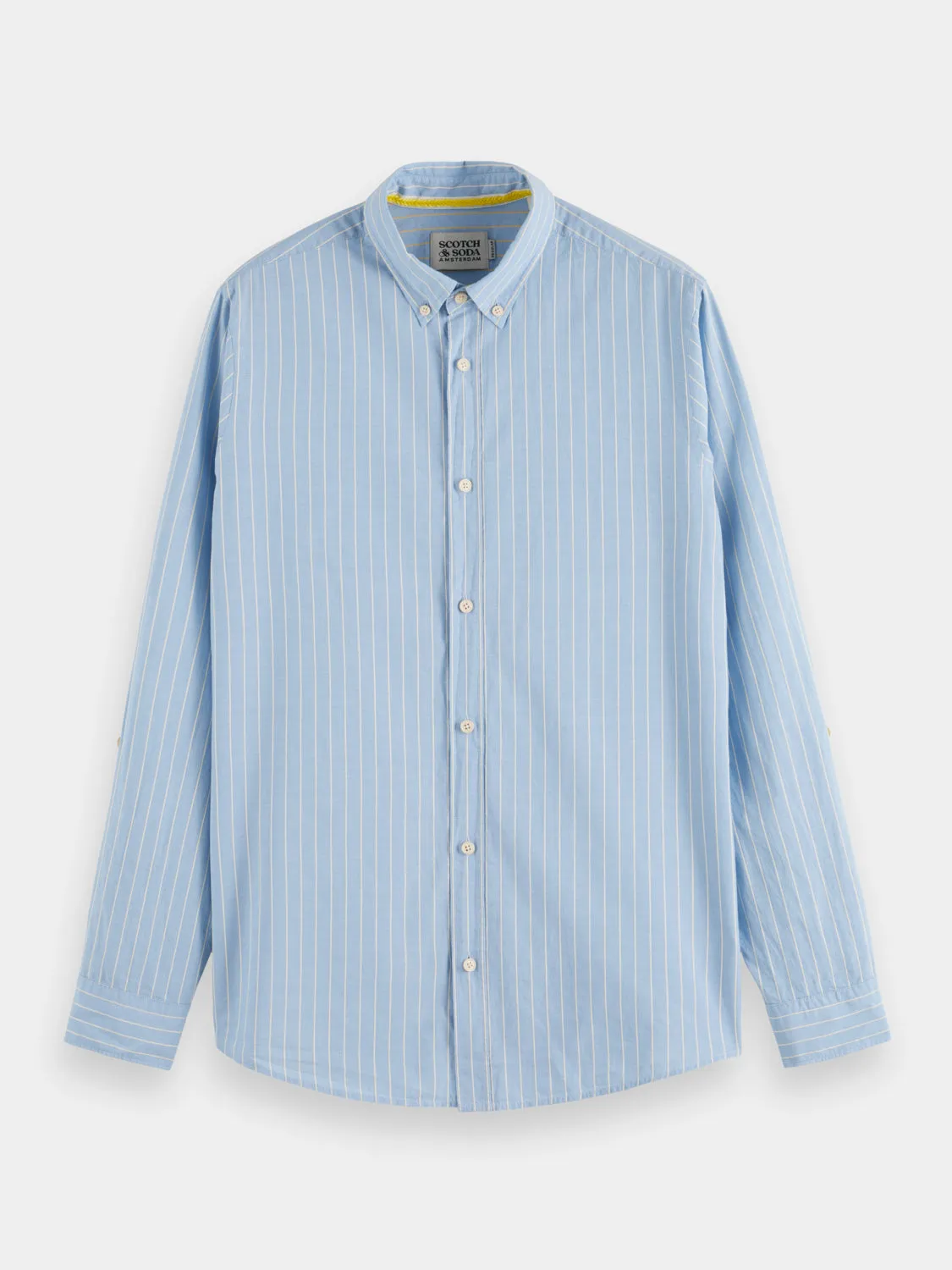 Yarn-dyed dobby striped shirt sold by Scotch and Soda