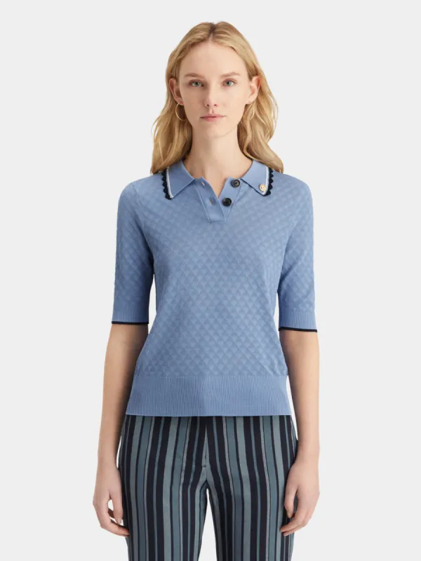 Pointelle collared knitted top sold by Scotch and Soda