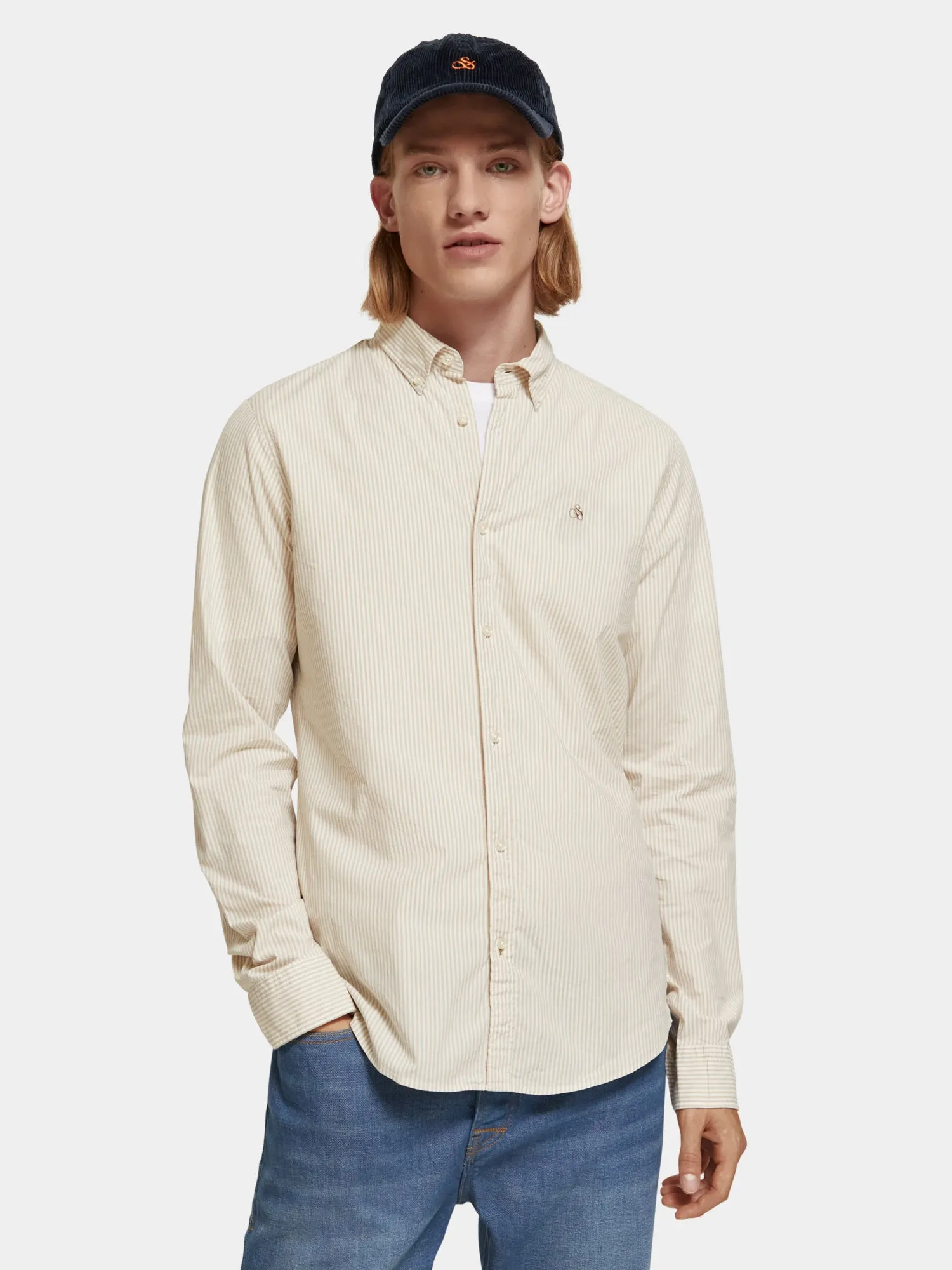 Slim-fit organic cotton poplin shirt sold by Scotch and Soda