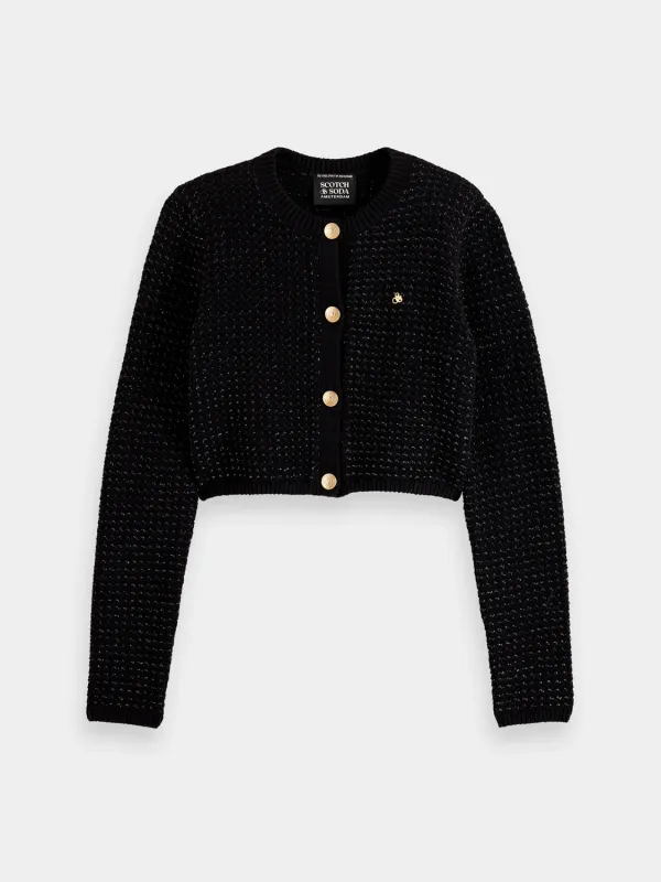 Tweed stitch cropped cardigan sold by Scotch and Soda