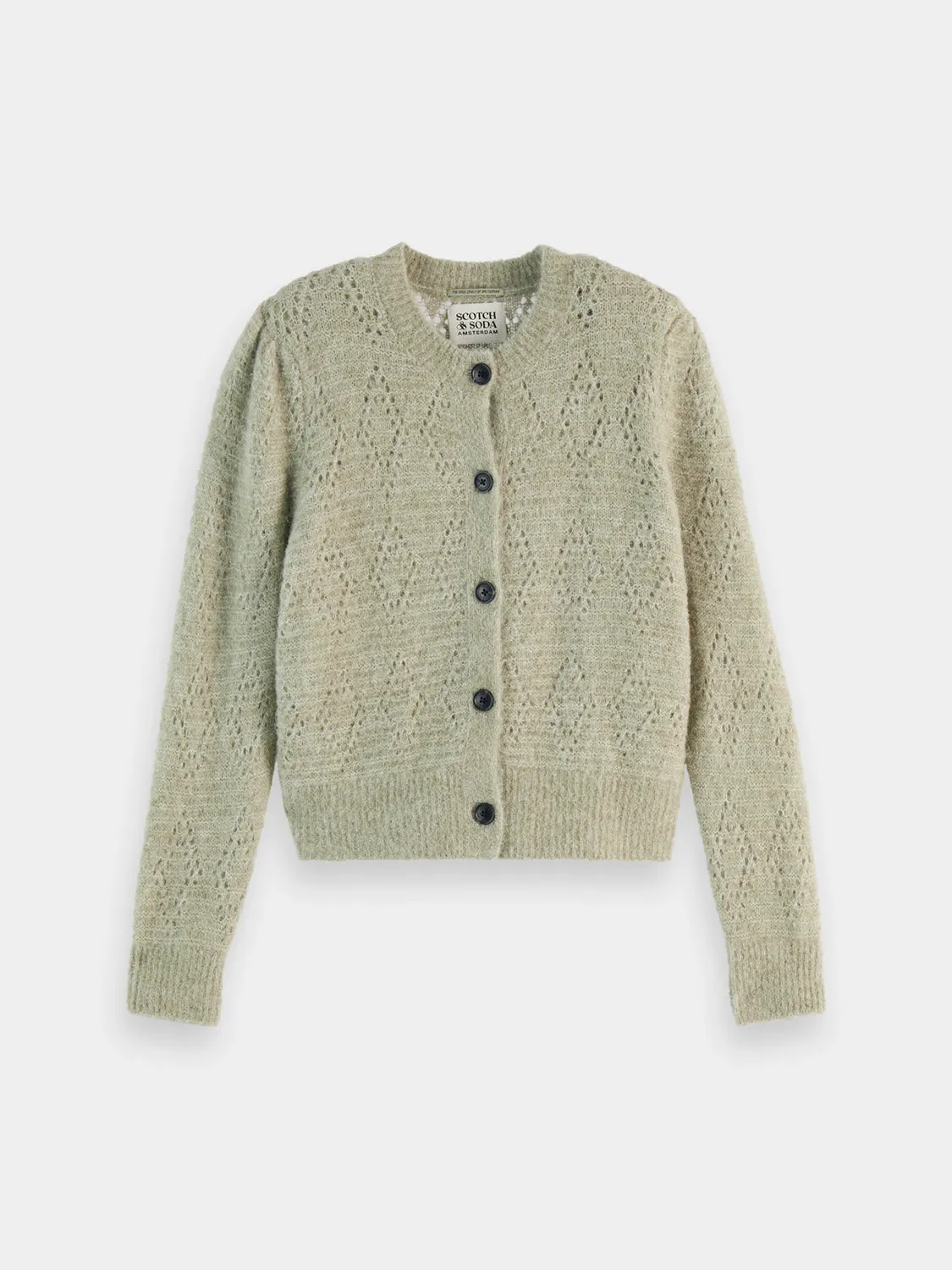 Boucle crewneck cardigan sold by Scotch and Soda