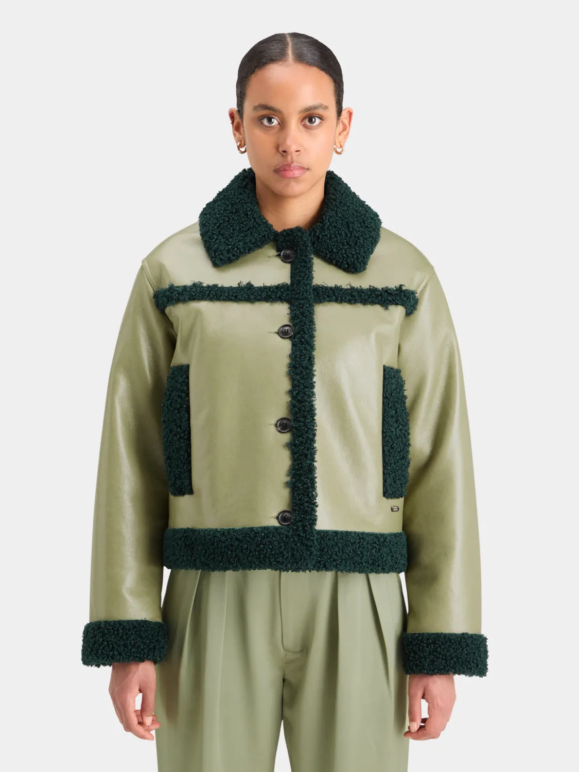 Shearling vinyl aviator jacket sold by Scotch and Soda product image thumbnail 3