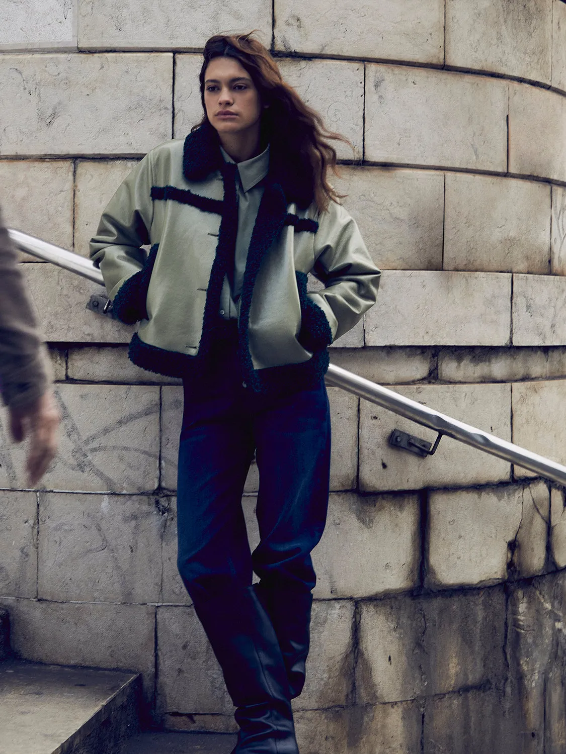 Shearling vinyl aviator jacket sold by Scotch and Soda