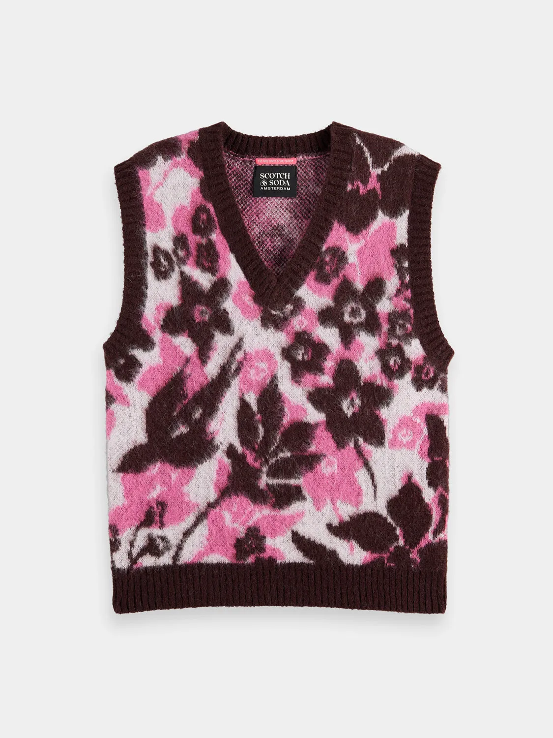 Fuzzy v-neck vest sold by Scotch and Soda