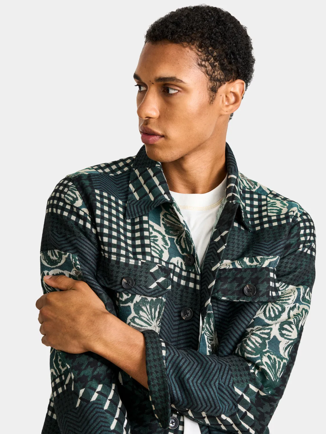 Patchwork jacquard overshirt sold by Scotch & Soda product image thumbnail 3