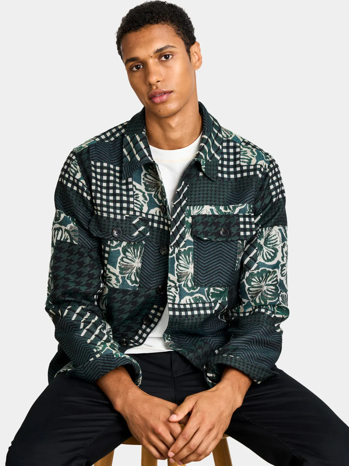 Patchwork jacquard overshirt sold by Scotch & Soda product image thumbnail 2