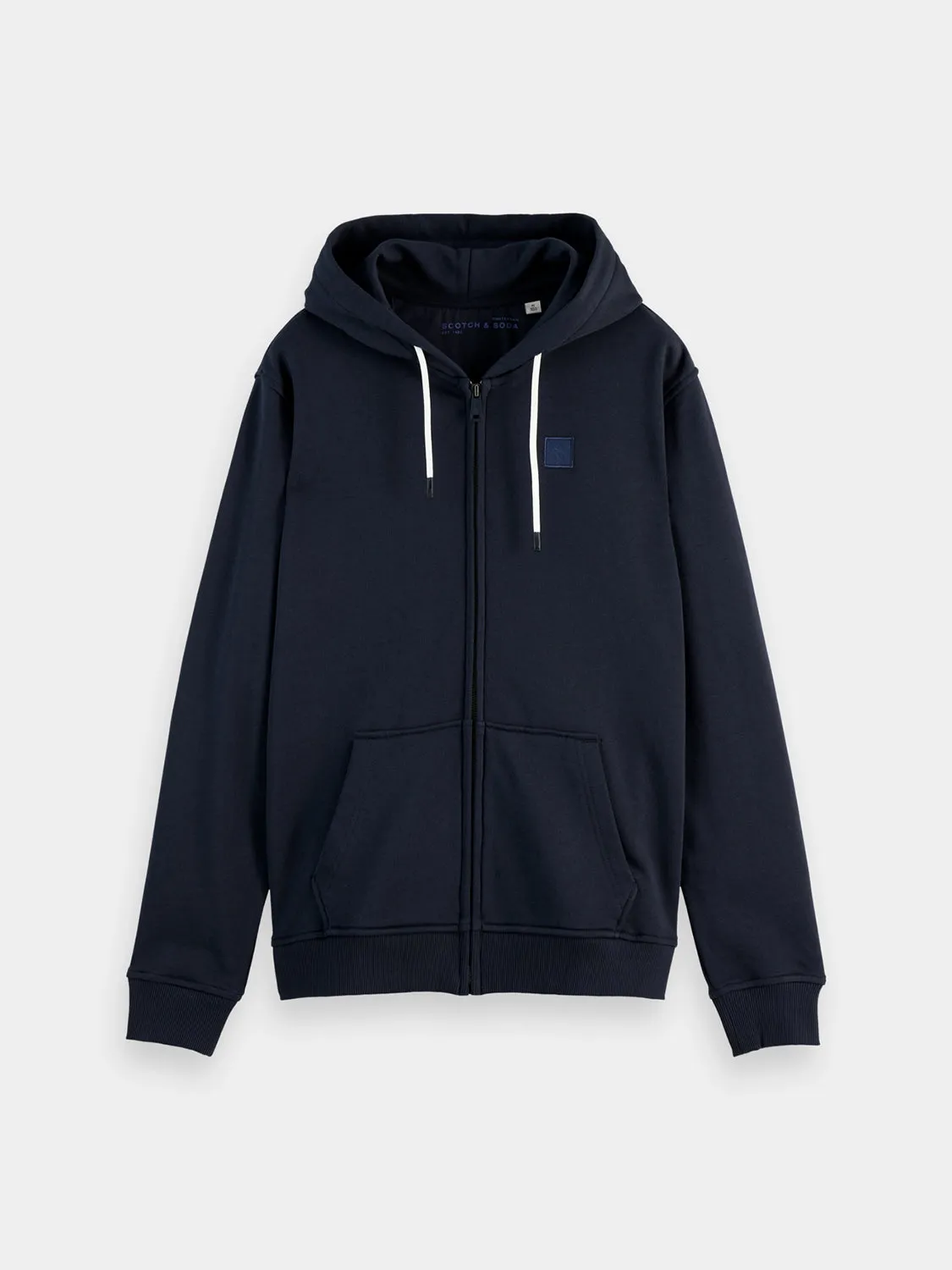 Logo badge zip-through hoodie sold by Scotch & Soda