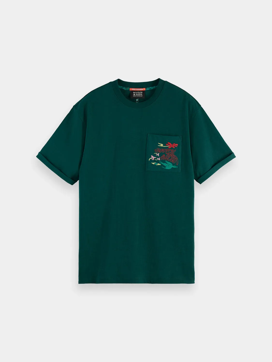 Embroidered pocket t-shirt sold by Scotch & Soda