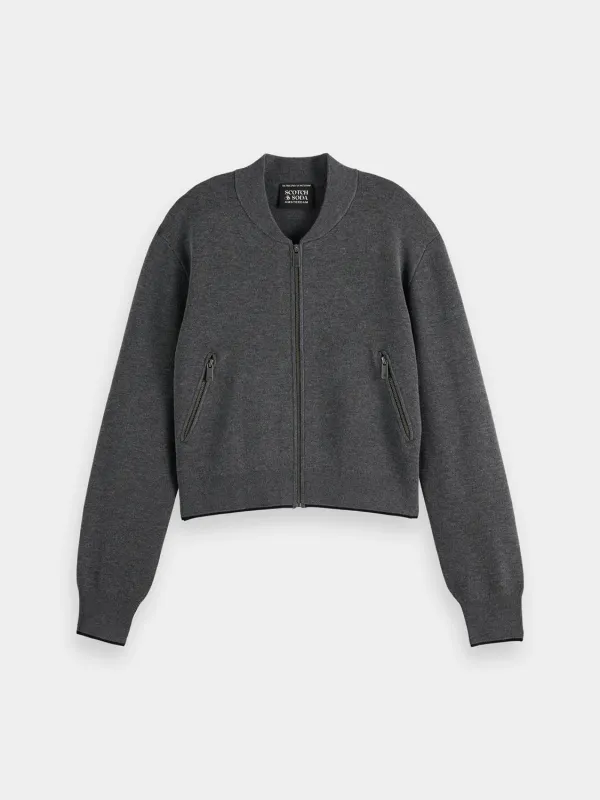 Knitted cropped bomber jacket sold by Scotch and Soda