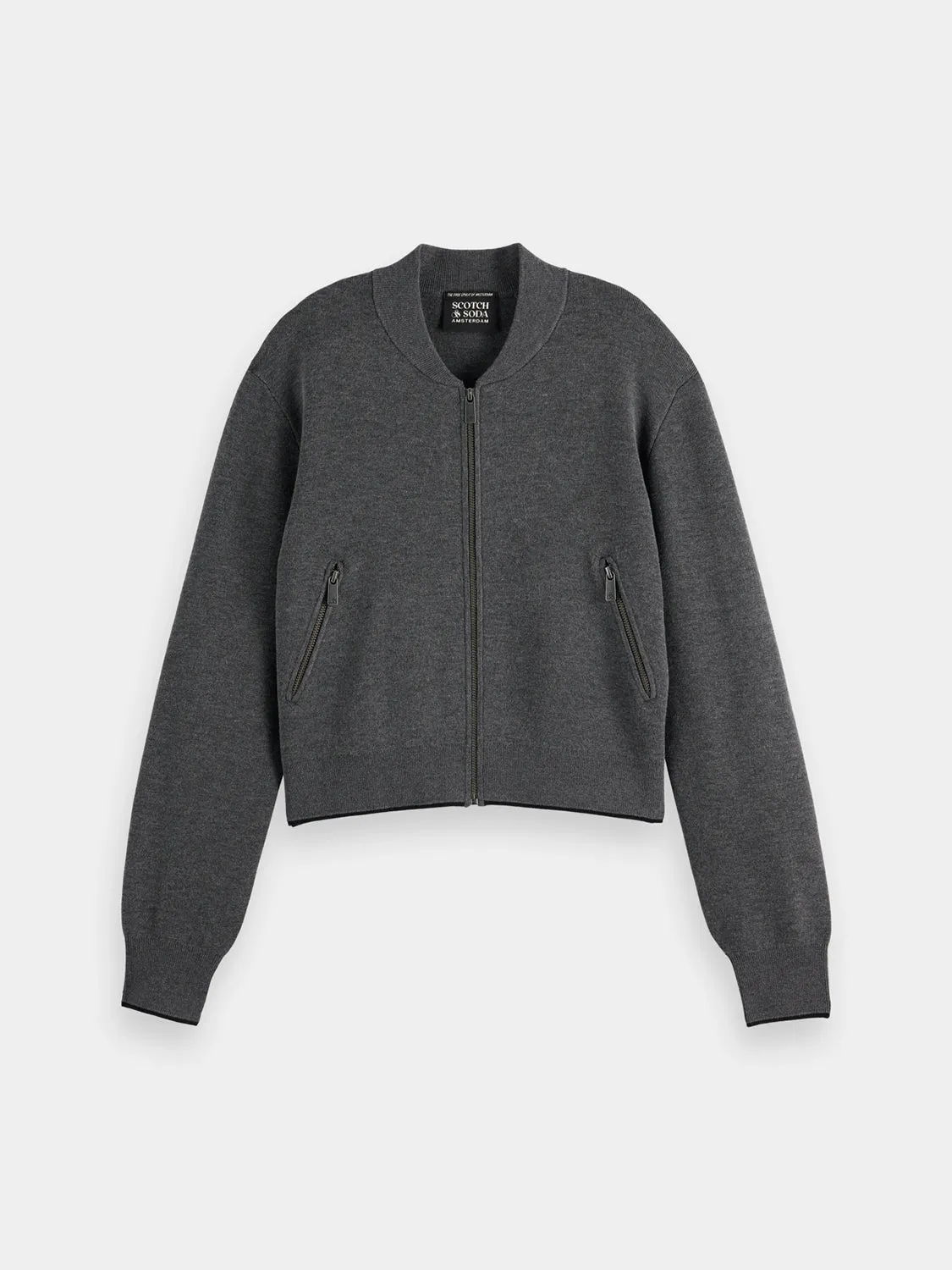 Knitted cropped bomber jacket sold by Scotch and Soda